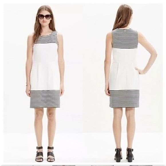 Madewell Black and White Verse Striped Sleeveless Dress Size Medium - Picture 1 of 12